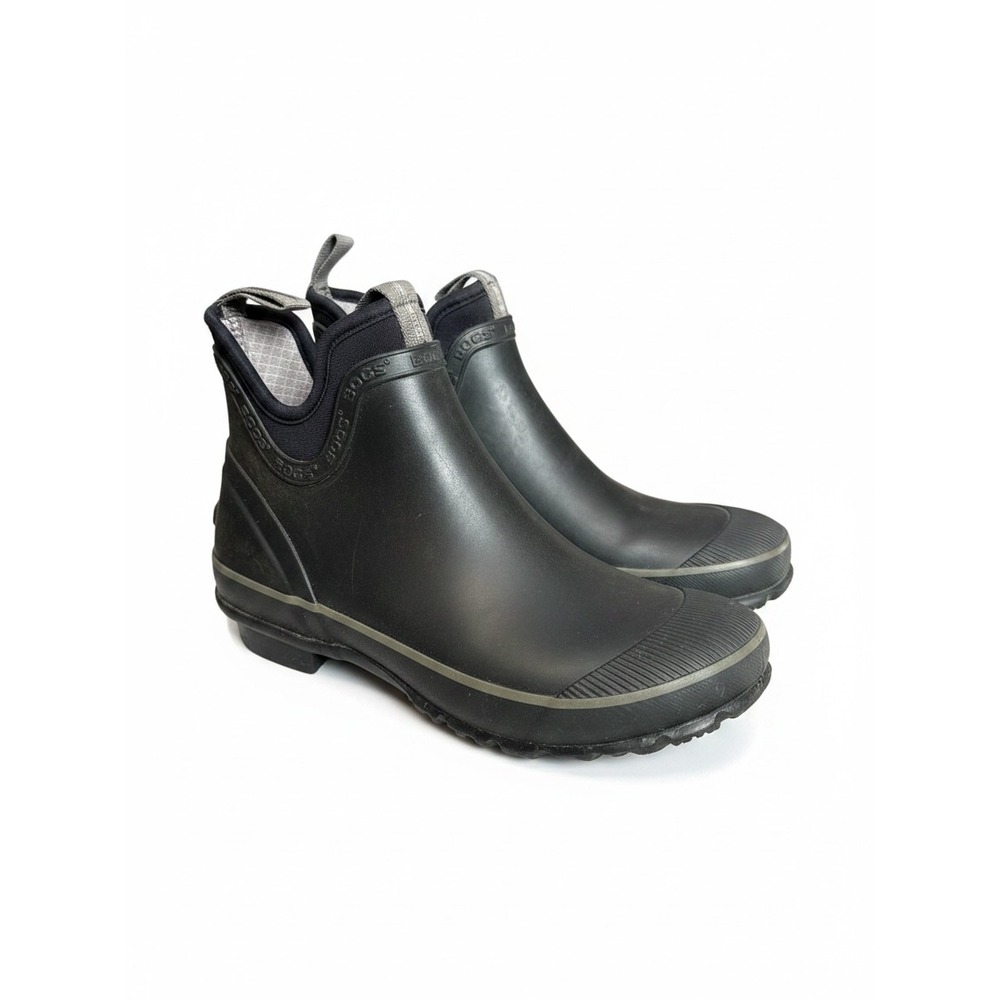 Bogs Sauvie Chelsea Boots 8.5 Black Waterproof Rubber Slip On Gorpcore